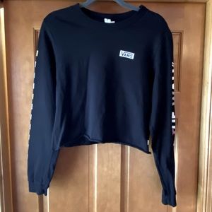 Vans Off the Wall Long Sleeve Cropped Black Tee